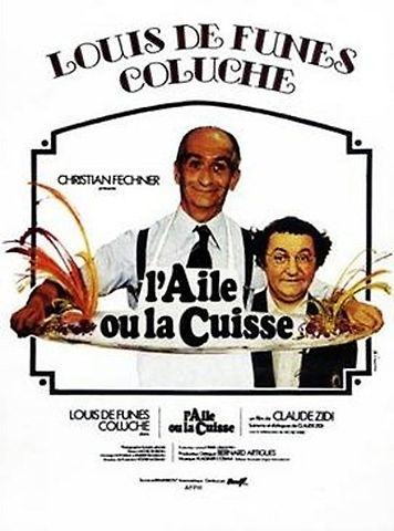 Plakát komedie Křídýlko nebo stehýnko s Louisem de Funesem a Coluchem., zdroj: Wikimedia Commons, hwww.movieposterdb.com-poster-178dd895, volné dílo