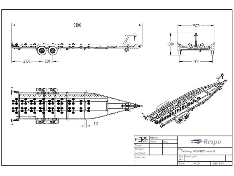Respo (2026) přívěs pro loď, V912, 890 cm - fotka 4 z 4
