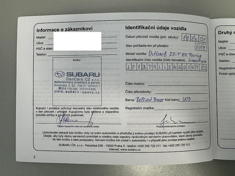 Subaru Outback 2.5i Touring Lin., CZ, 1. maj - fotka 46 z 48