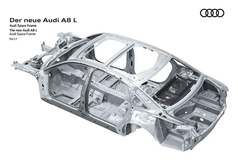 Prostorový rám nadcházející generace Audi A8.