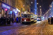 Vánoční flotila pražského dopravního podniku.