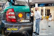 Výstava závodních aut Škoda v OC Olympia.