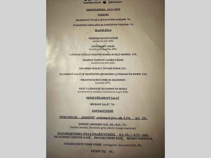 Jako hlavní chod jsme si dali Vídeňskou pečeni za 225 korun.