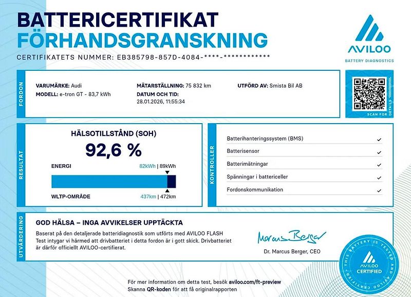 Audi e-tron GT Q SoH 92% 360k HuD Vzduch Pano - fotka 2 z 20