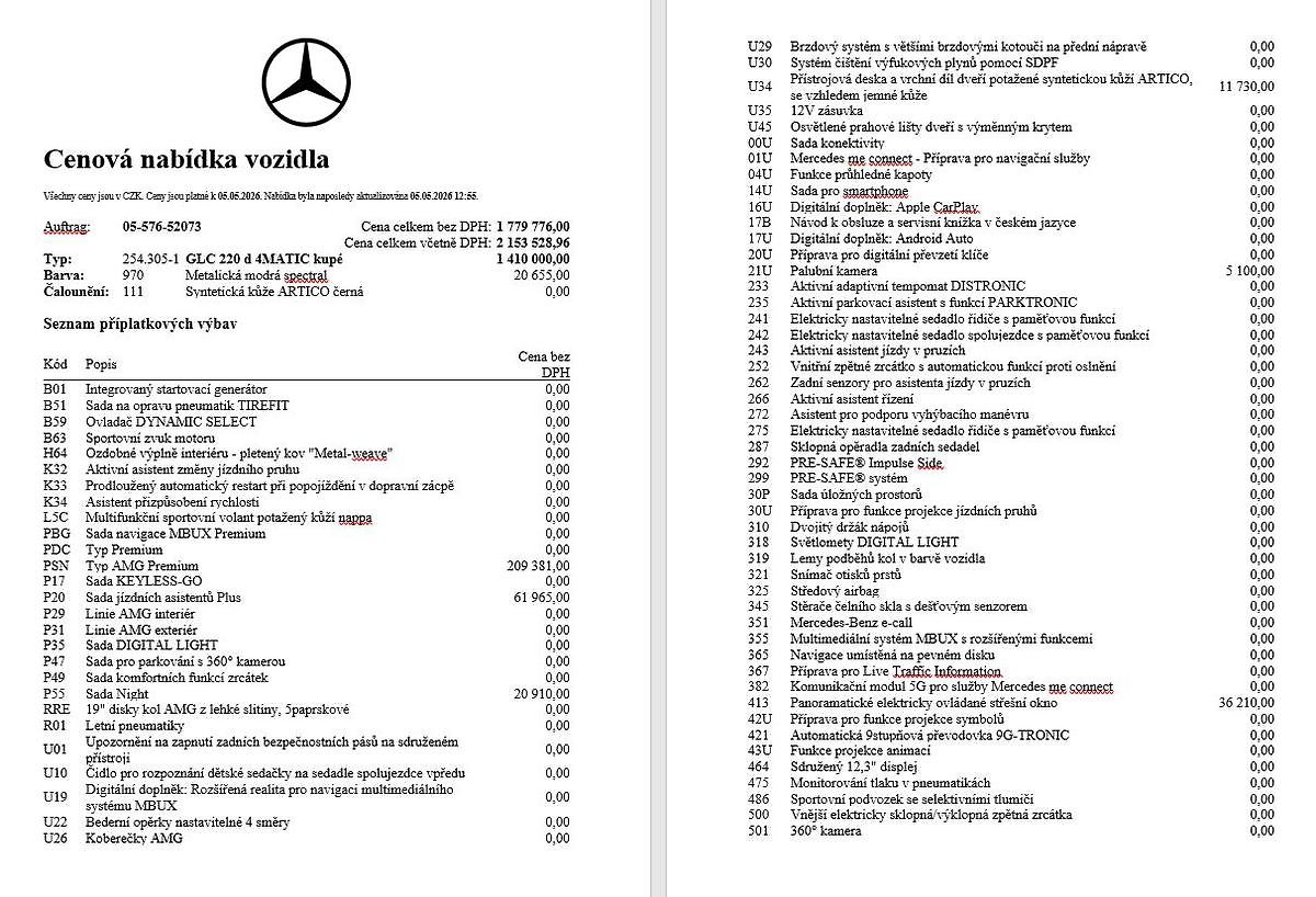 Mercedes-Benz GLC 220d Kupé 4M, 1.majitel