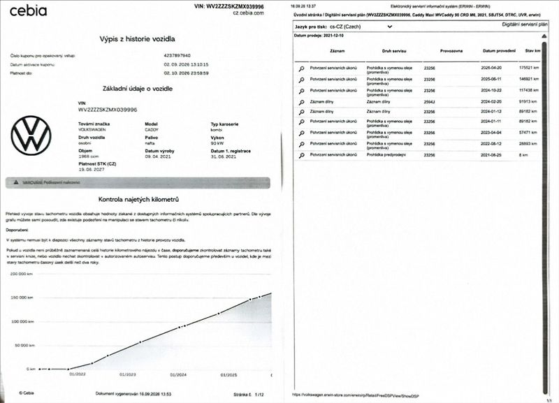 Volkswagen Caddy 2,0 TDI MAXI 7míst DPH 1maj ČR - fotka 50 z 50