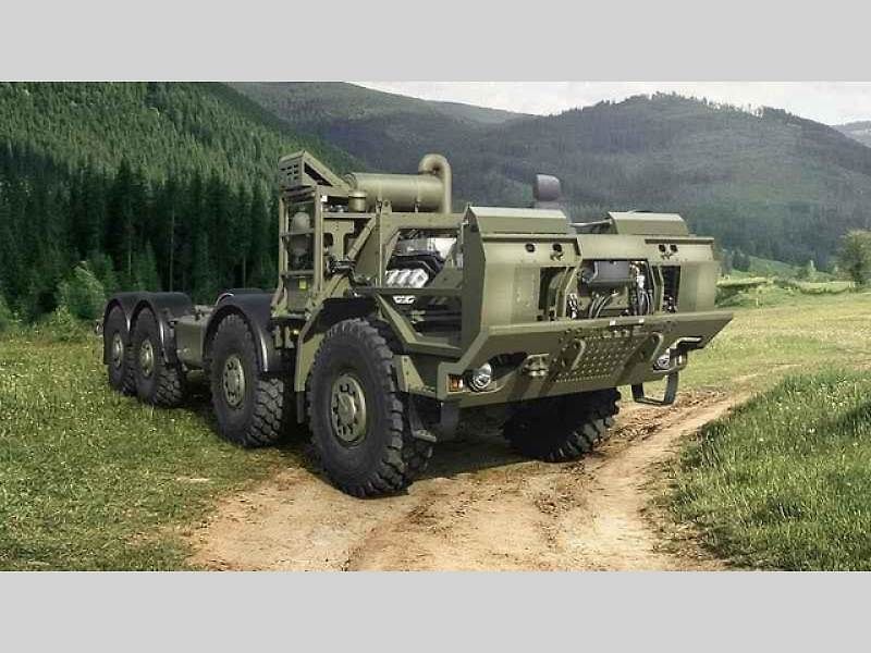 Tatra Force 8x8 – vozidlo pro přepravu potrubí.