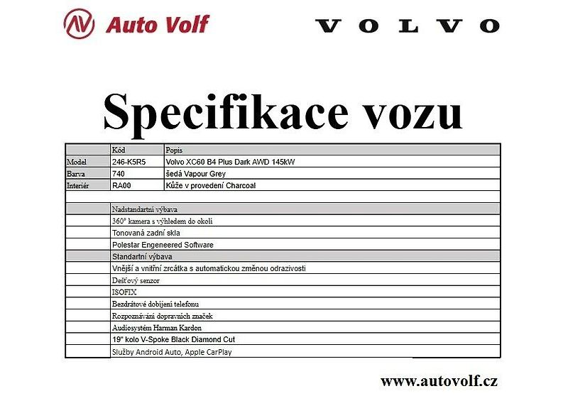Volvo XC60 PLUS DARK B4 AWD 145kW - fotka 2 z 33