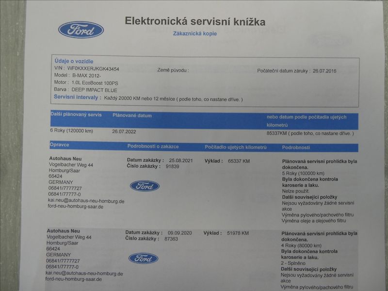 Ford B-MAX 1,0 EcoBoost 74kW,2xkola,servi - fotka 38 z 47
