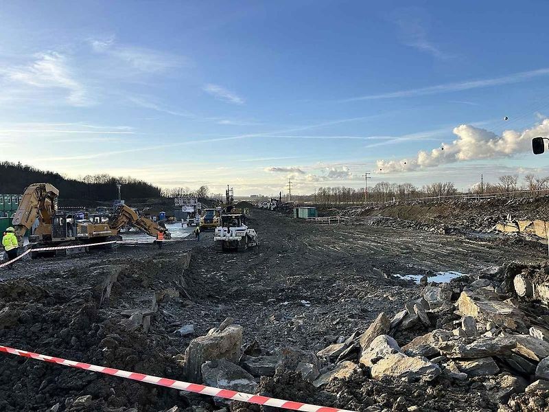 Žehnání svaté Barbory na stavbě tunelu Homole na budoucí dálnici D35 u Vysokého Mýta.