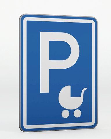 Značka upozorňující řidiče na to, že na místě může parkovat pouze ten, kdo doprovází mělá dítě v kočárku., zdroj: Vydoz.cz