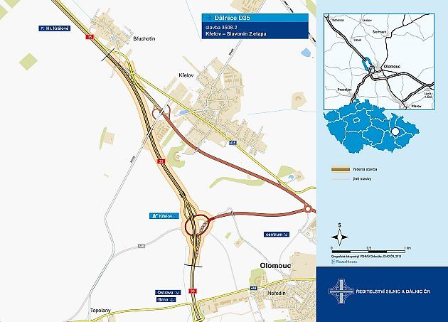 Dokončení západního obchvatu Olomouce - D35 Křelov - Slavonín 2. etapa, zdroj: ŘSD