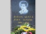 Pamětní kámen Ayrtona Senny na závodním okruhu Spa Francorchamps