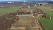 Stavba D1 Říkovice-Přerov, únor 2024. Pohled z výšky.