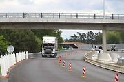 Dokončování dálničního úseku D55 u Bzence v závěru května 2025.