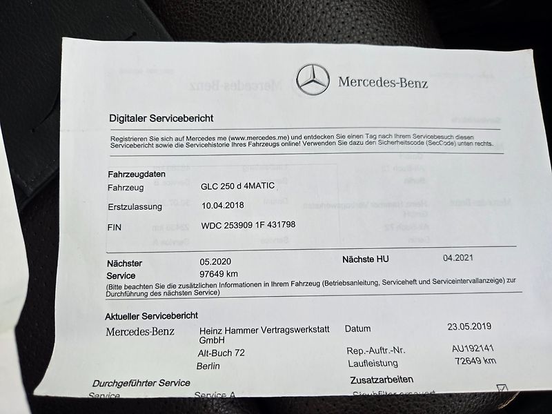 Mercedes-Benz GLC (2018) 2.2 250 D 4x4, DPH - fotka 21 z 24