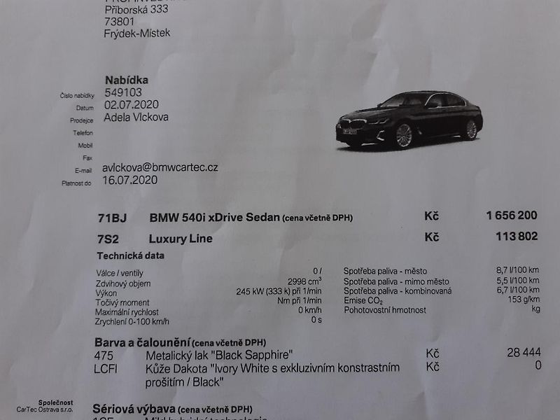 BMW Řada 5 (2020) 540 i xDrive ČR DPH - fotka 35 z 41