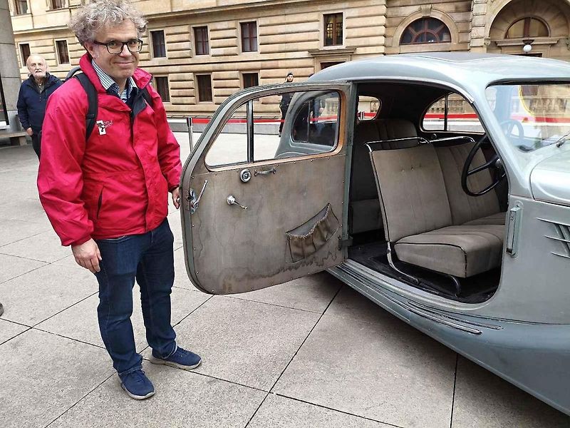 Automobil Z-5 Express ze sbírek Národního technického muzea, jímž jezdil nacisty popravený protektorátní premiér generál Alois Eliáš.
