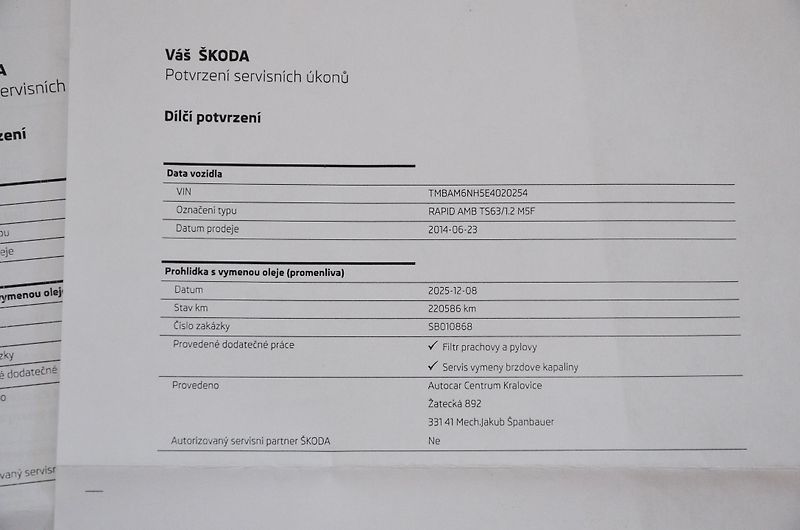 Škoda Rapid (2014) 1.2 TSi 63kW AMBITION / ČR - fotka 27 z 28