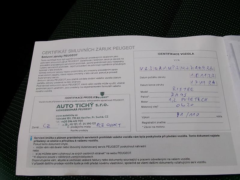 Peugeot Rifter (2022) 1.2i KOUPENO ČR,1.MAJITEL - fotka 13 z 16