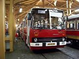 Kloubový autobus Ikarus v Muzeu MHD v Praze - Střešovicích.