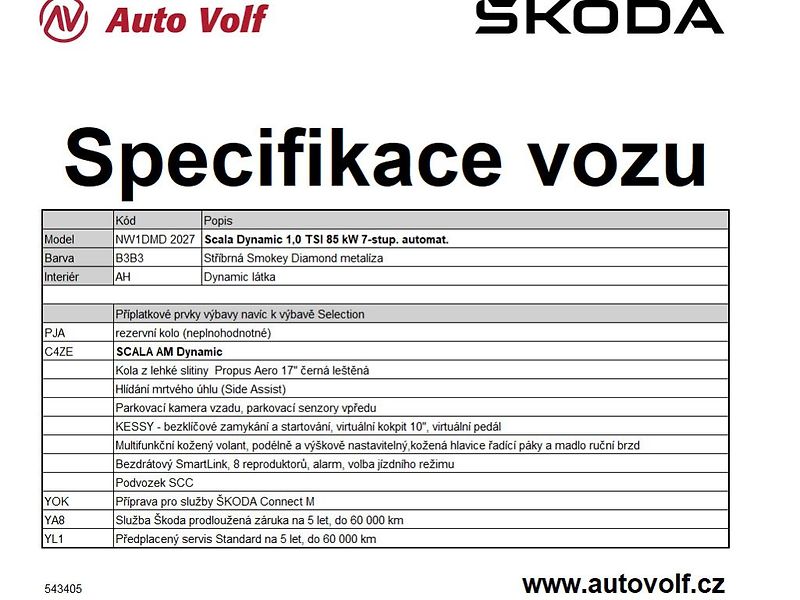 Škoda Scala Dynamic 1,0TSI 85kW - fotka 2 z 11