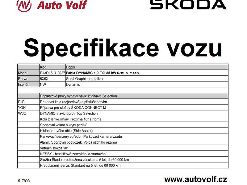 Škoda Fabia Dynamic 1,0TSI 85kW - fotka 2 z 27