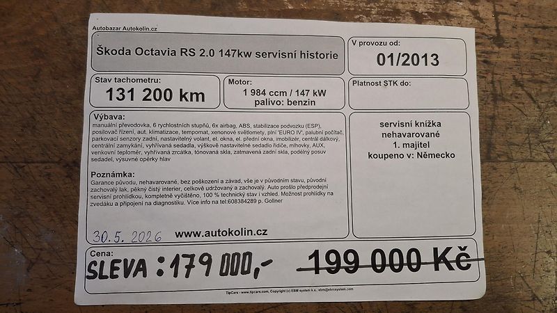 Škoda Octavia RS 2.0 147kw servisní historie - fotka 43 z 43