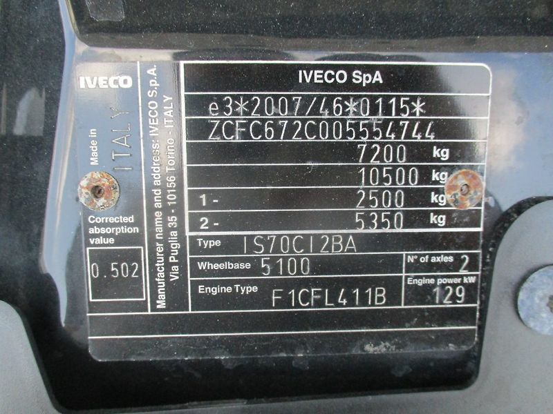 Iveco Daily 72C18, HC, 15 palet, nov - fotka 21 z 21
