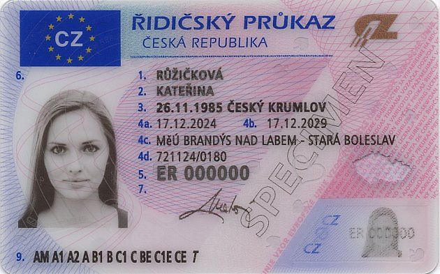 Řidičský průkaz s novými bezpečnostními prvky, zdroj: se svolením Policie ČR