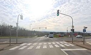 1. místo - světelná křižovatka silnice II/409 a ulice Průmyslová v Plané nad Lužnicí.