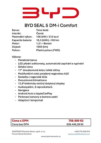 BYD Seal 5 DM-i (2025) Comfort Super Hybrid - fotka 8 z 8