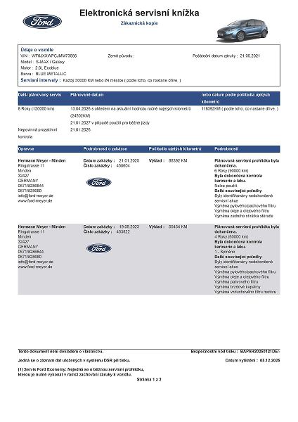 Ford S-MAX 110 kw, manuál, LED světlomety - fotka 34 z 38