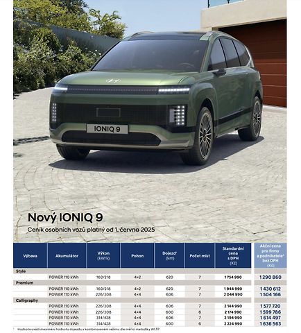 Český ceník Hyundai Ioniq 9, zdroj: Se svolením Hyundai