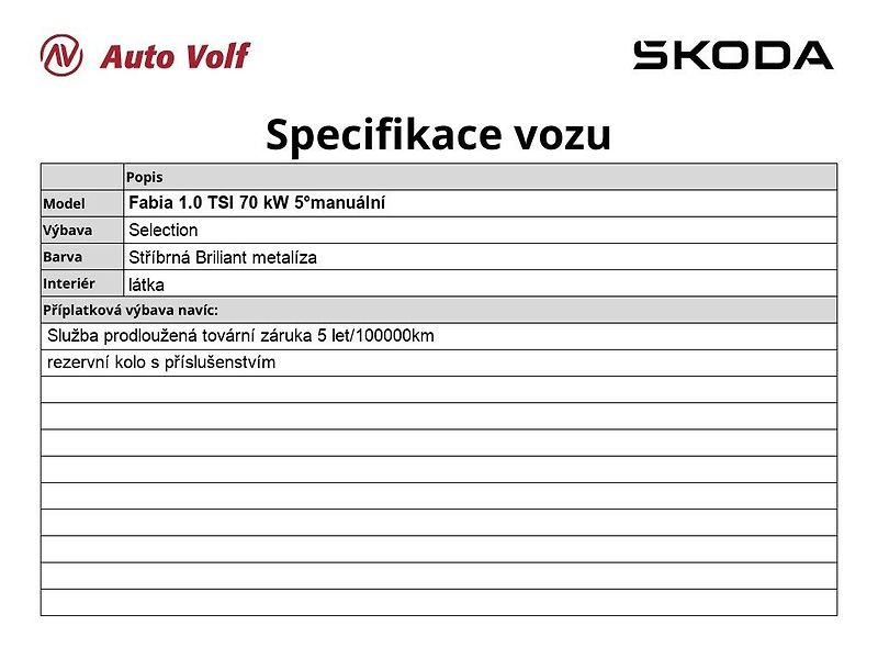 Škoda Fabia Selection 1.0 TSI 70 kW - fotka 2 z 27