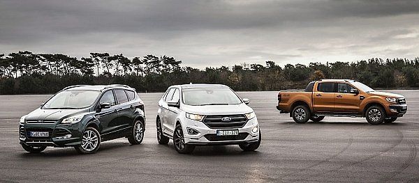 Ford Kuga, Ford Edge, Ford Ranger (zleva).