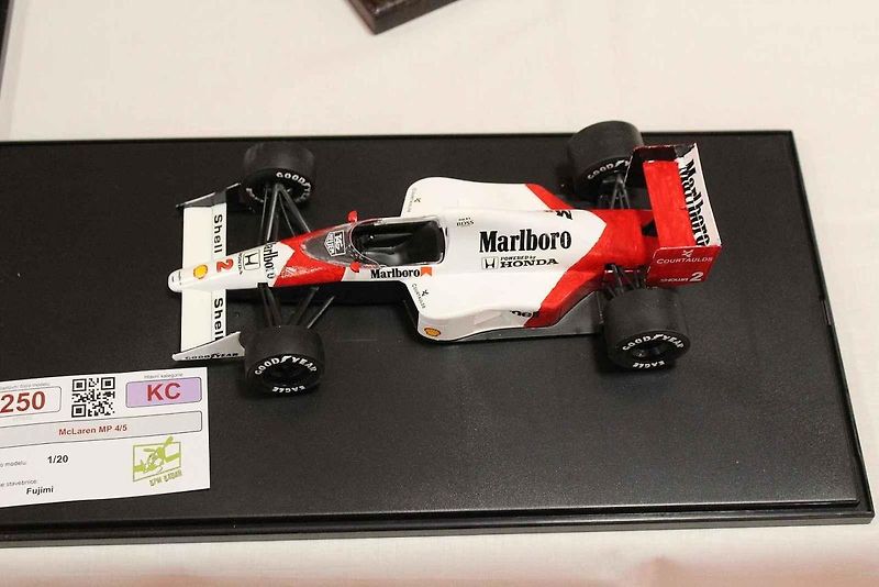 Vítězný model kategorie závodních vozů seniorů, Bugatti Type 35B Přemysla Bartoše. Se skutečným vozem si Eliška Junková dojela pro 5. místo při závodě Targa Florio 1928.