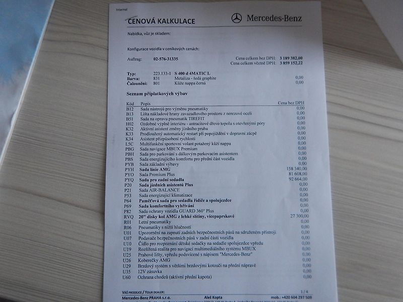 Mercedes-Benz Třídy S S 400D 4MATIC L  AMG   - fotka 41 z 44