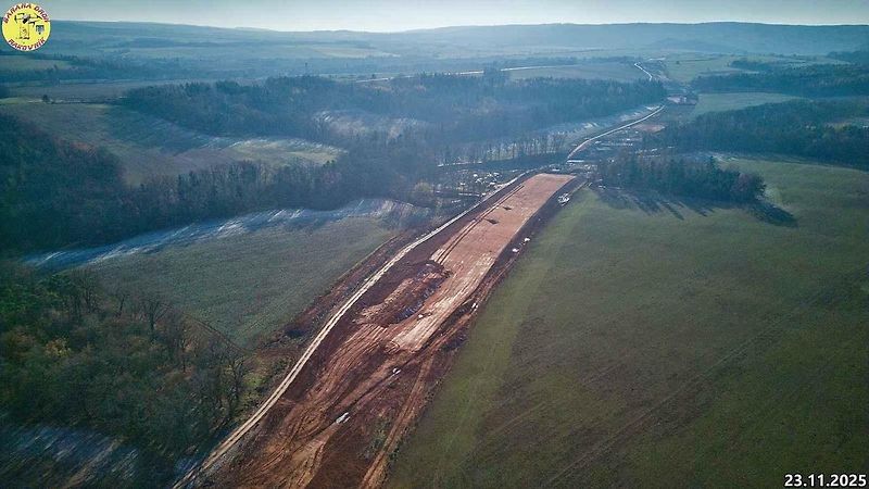 Staveniště dálnice D6 úseku Petrohrad - Lubenec. Foto: Jan Banán Svoboda