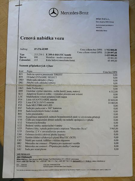 Mercedes-Benz Třídy E (2018) 350D4x4,EXCLUSIV,tažné,PANORAM - fotka 12 z 19
