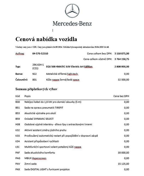 Mercedes-Benz EQS (2024) 500 4MATIC Electric Art - fotka 34 z 39