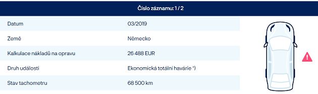 Havarovaná Audi záznam, zdroj: cz.cebia.com