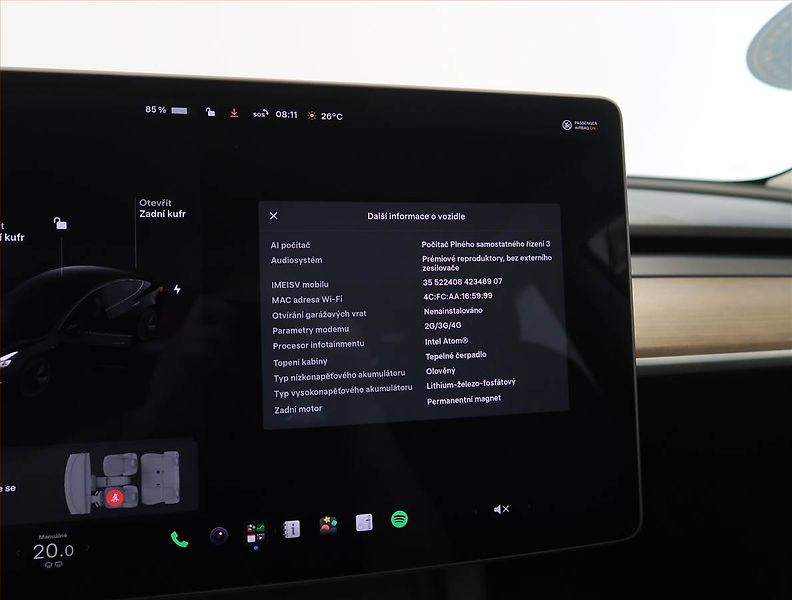 Tesla Model 3 (2021) Std Range Plus LFP, SoH 92% - fotka 26 z 32