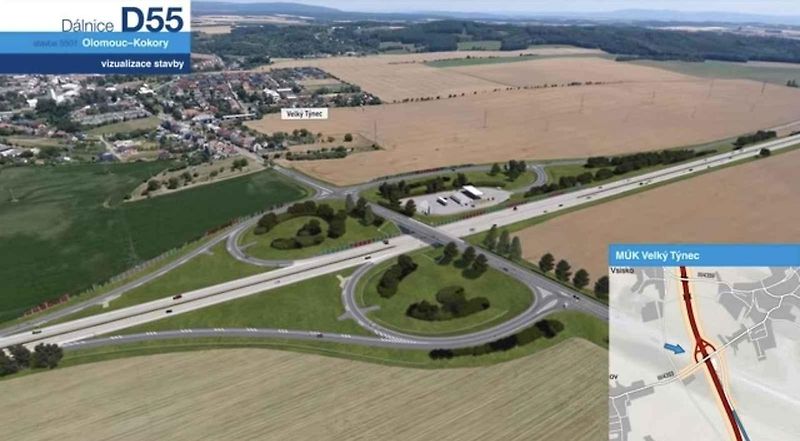 Staveniště D55 U Strejčkova lomu, kde vyroste ekodukt, jehož konstrukci bude tvořit přesypaný klenbový rám z betonu o dvou polích.