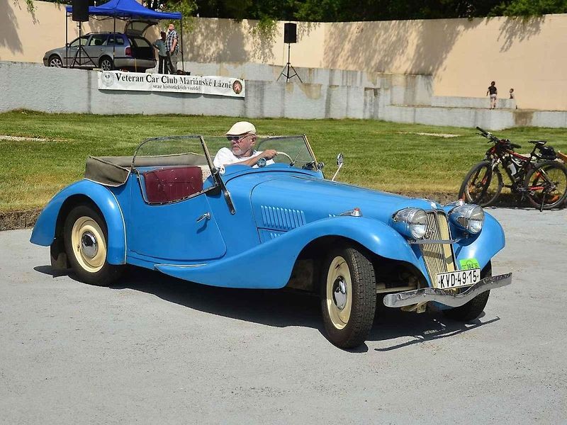 Přehlídka veteránů na Arnice v Mariánských Lázních. Sanitka Cadillac