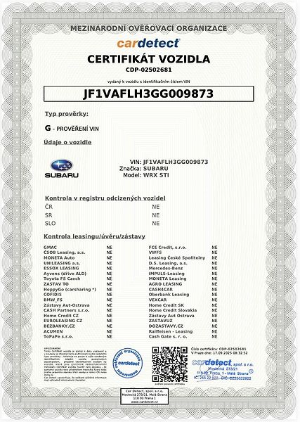 Subaru WRX STI (2016) 2.5 BOXER 221kW SPORT HK CZ - fotka 32 z 32