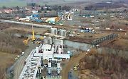 Stavba D1 Říkovice-Přerov, únor 2024. Pohled z výšky.