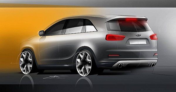 Skica nové generace SUV Kia Sorento.