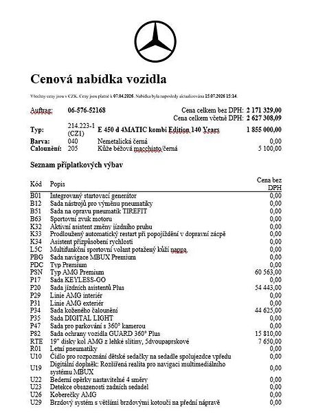 Mercedes-Benz Třídy E (2026) E 450 d 4MATIC kombi - fotka 19 z 21