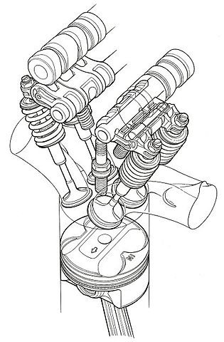 Nákres DOHC rozvodů v motoru Honda F20C, používaném v modelu S2000, zdroj: Se svolením Honda